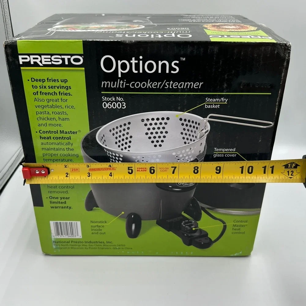 Presto Options Multi-Cooker Steamer Deep Fryer 06003 Black Nonstick Like New